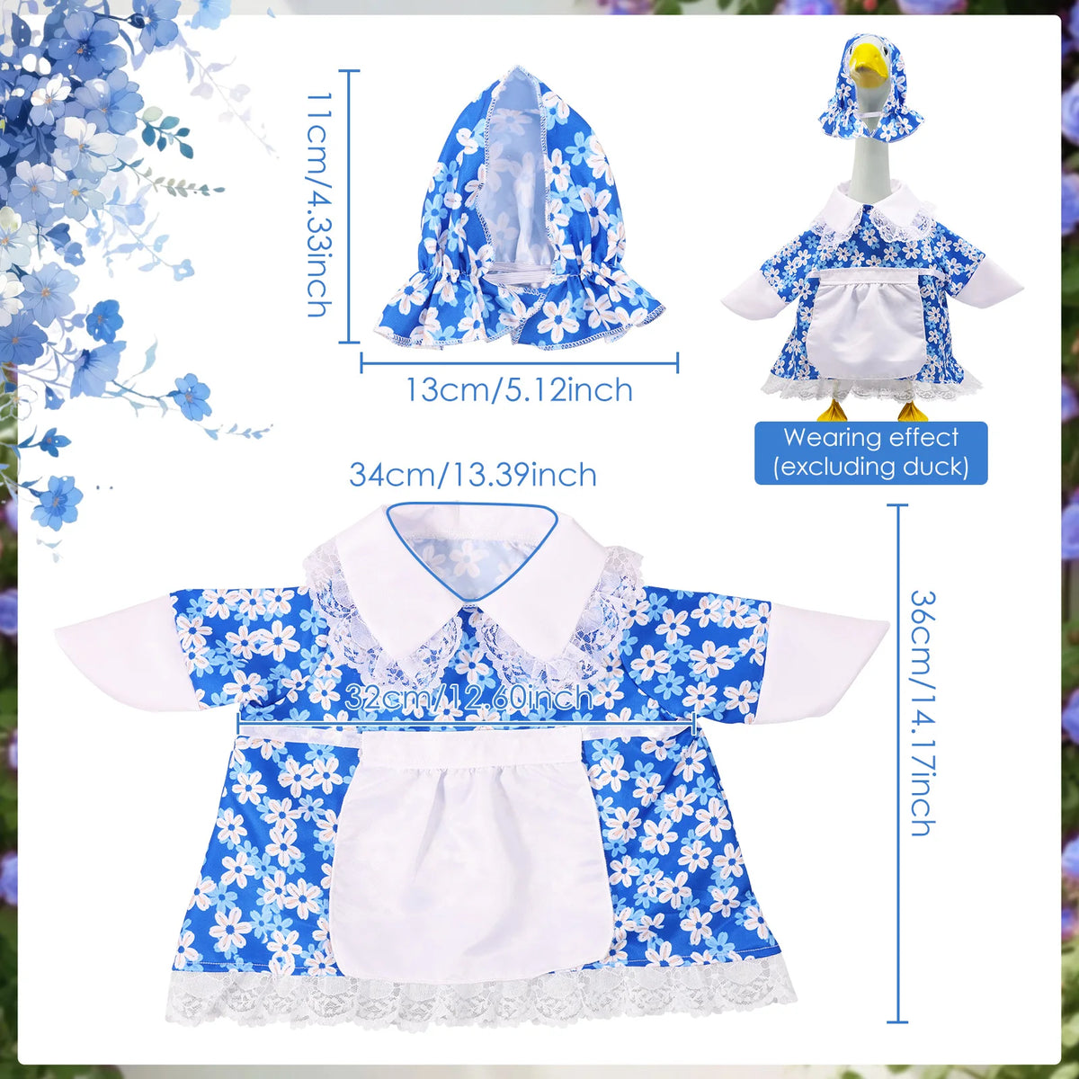 8/1Set 23in Porch Goose Outfit Goose Statue Skirt Hat Clothes All Season Lawn Goose Clothes Easter Halloween Xmac Statue Costume