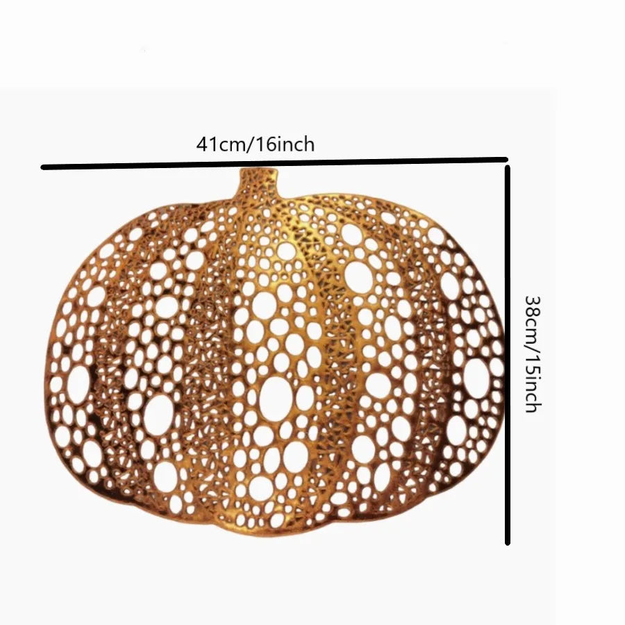 1/4/10pcs Fall Pumpkin Placemats Set Washable Vinyl Placemats Heat Resistant Non-Slip Burnt Orange Placemats for Halloween Party