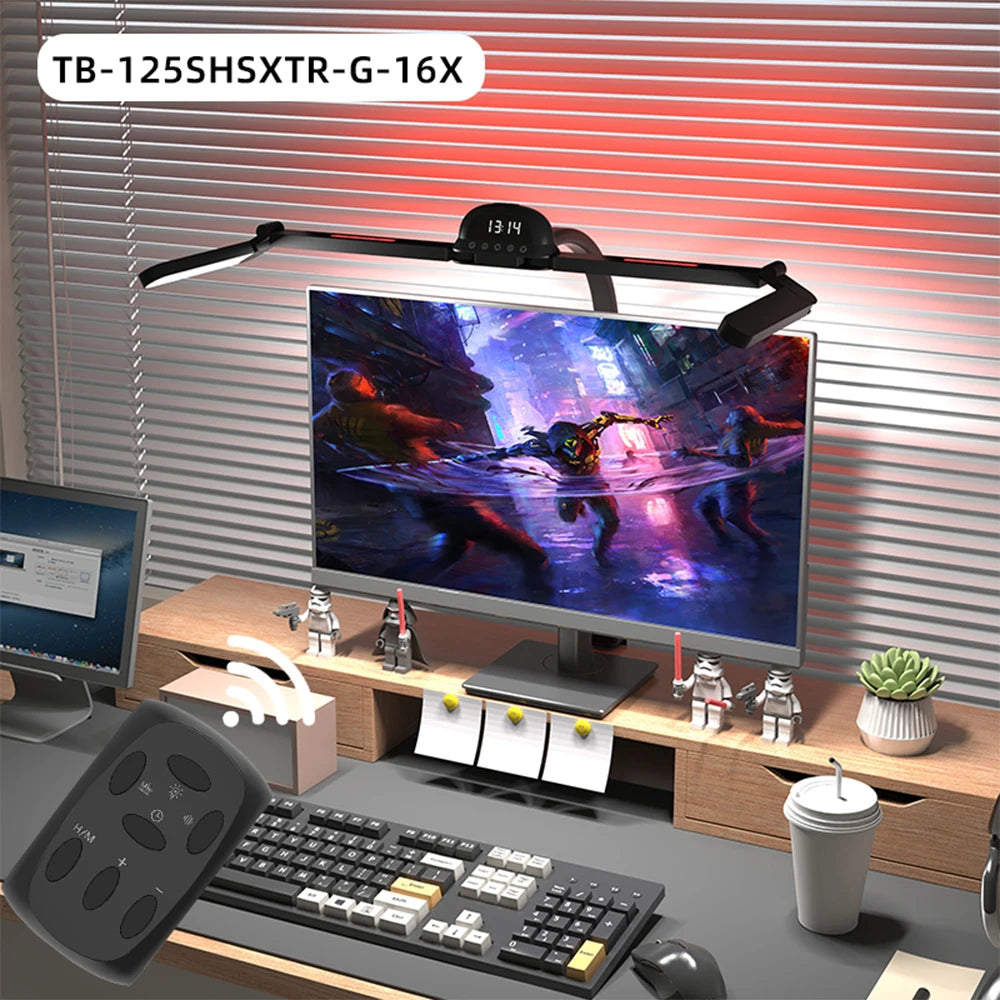 120cm Full Spectrum LED Multi-Function Eye-Caring Desk Lamp Stepless Dimming 5 Colour Temperatures Clip-on Computer Monitor Lamp