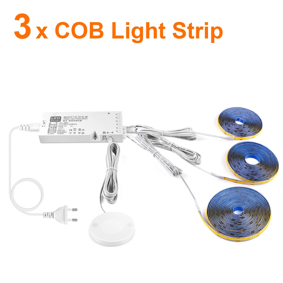 1-6 Sets 110V 220V COB Led Strip Parallel Lights Flexible LED Tape Dimmable Touch Sensor Switch For Under Cabinet Lamp Backlight