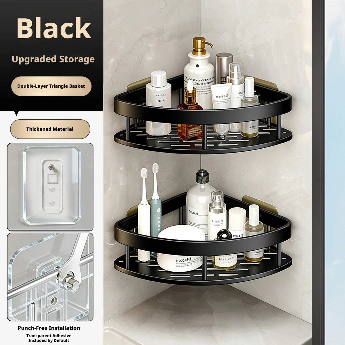 Anti Rust Metal Steel Shower Rack Large Capacity Bathroom Organizing Shelves Convenient Storage Home Decoration