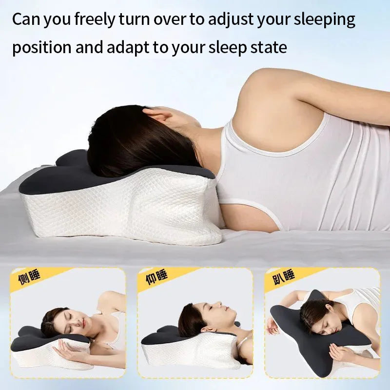 2-in-1 Ergonomic Molded Orthopedic Pillow One Unit Foam Cervical Cushion Comfortable Neck Support Pad for Sore Neck Relief Use