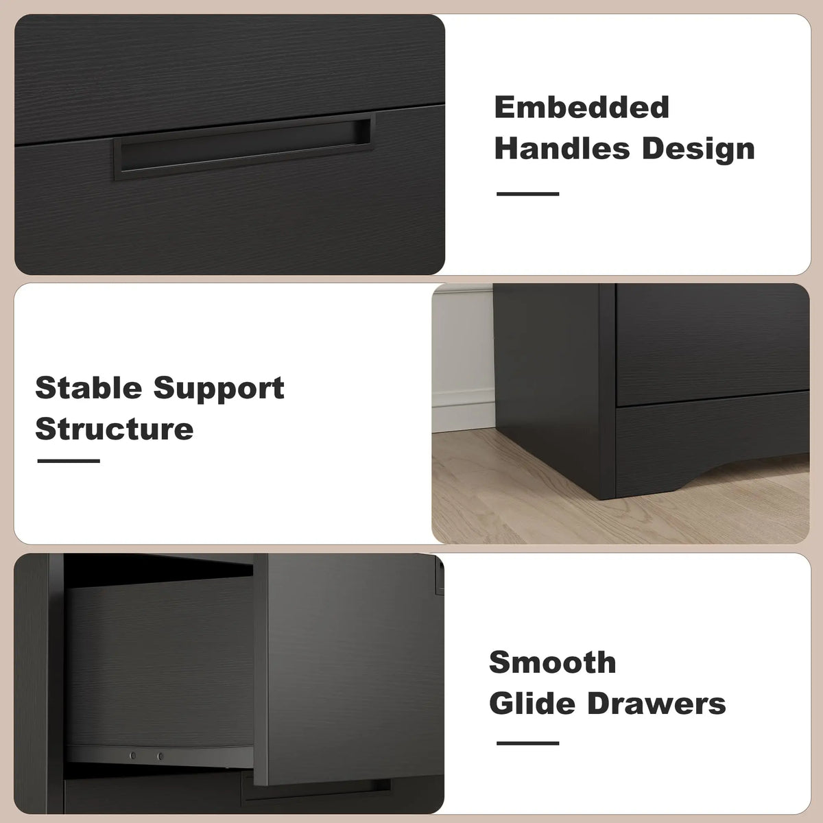 5-Drawer Wooden Dresser - Modern Storage Furniture for Bedroom, Living Room, Hallway & Nursery - Recessed Handles, Spacious, Versatile