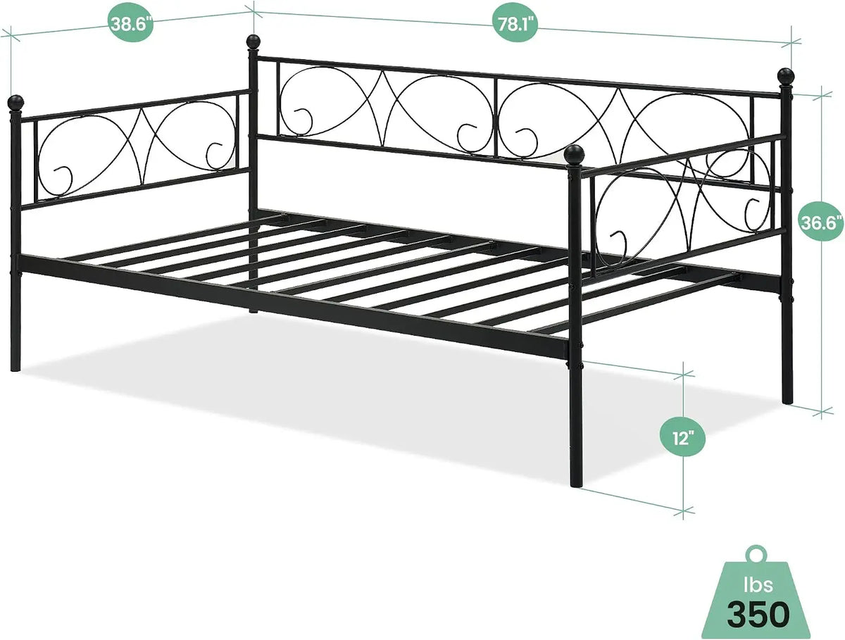 Sofa Bed with Pull-Out Trundle Bed for Bedroom/Living Room Twin Daybed with Trundle Upholstered Headboard & Charging Station Headboard Included No Box Spring Needed