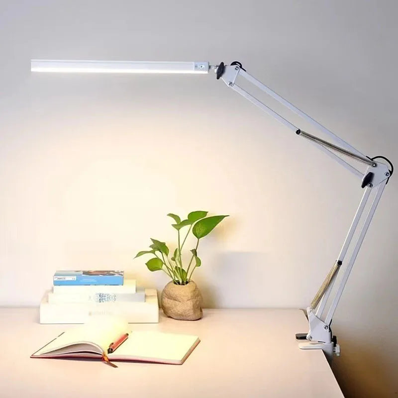 33CM LED Desk Lamp Adjustable Foldable Double Swing Arm Light Eye-Caring For Dormitory Study Office Architect Task Lamp Dimmable