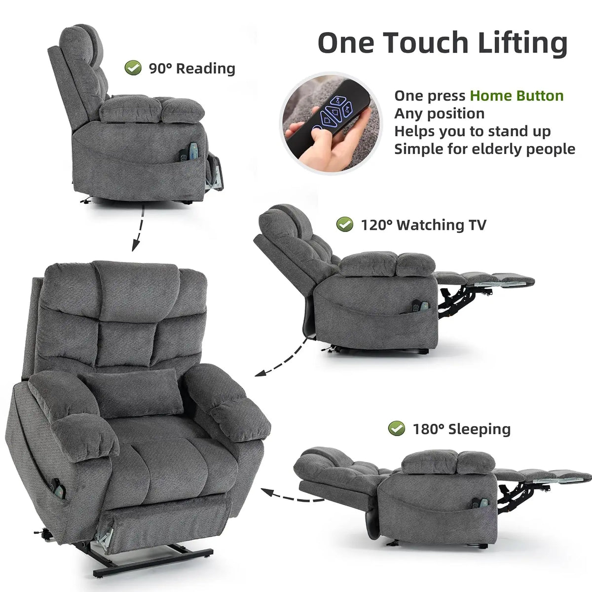 500lbs Heavy Duty Power Lift Recliner for Tall Man 6'5" Extended Footrest, Custom