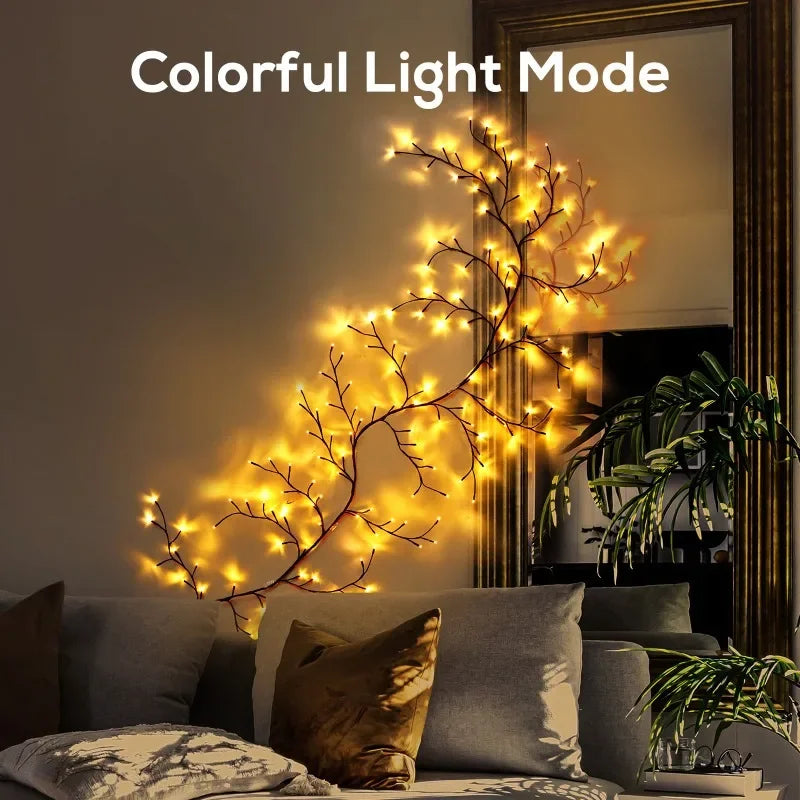 LED indoor branch wicker light string with eight modes USB-powered for wedding arrangements living rooms cafes