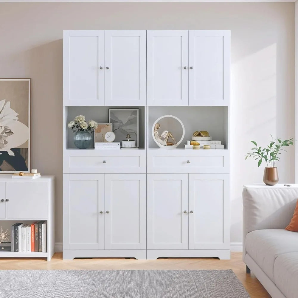 Tall Bathroom Storage Cabinet with Drawer, Modern Linen Cabinet, White