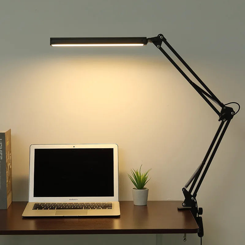 33CM LED Desk Lamp Adjustable Foldable Double Swing Arm Light Eye-Caring For Dormitory Study Office Architect Task Lamp Dimmable