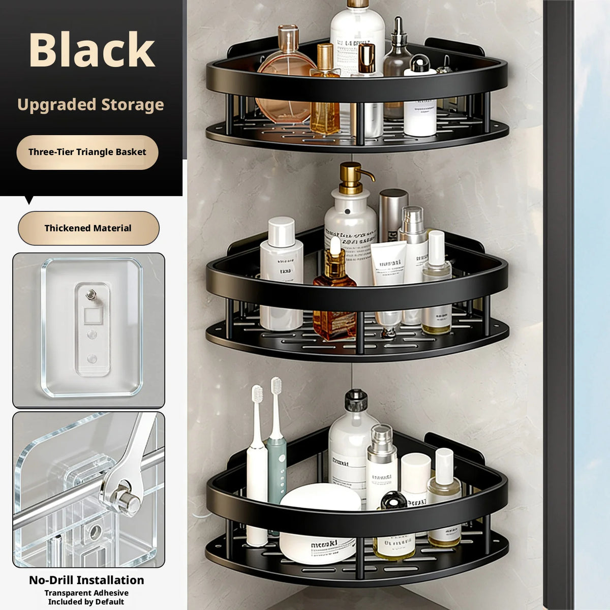 Anti Rust Metal Steel Shower Rack Large Capacity Bathroom Organizing Shelves Convenient Storage Home Decoration