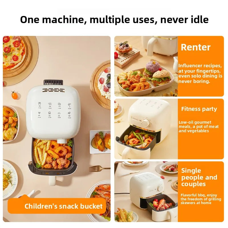 Mini 1 Person Household Air Fryer, Small Multifunctional Electric Fryer No Flip Required