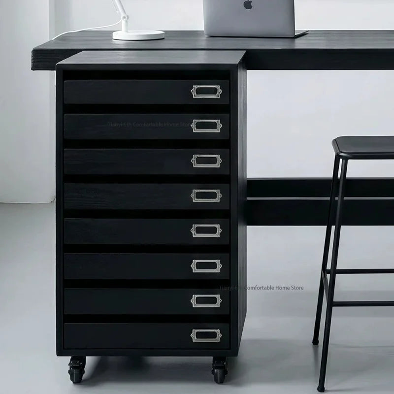 Modern Solid Wood Filing Drawer Cabinets Nordic Creative Desk Mobile Document Drawing Cabinet Home Furniture  أثاث مكتبات FYFC