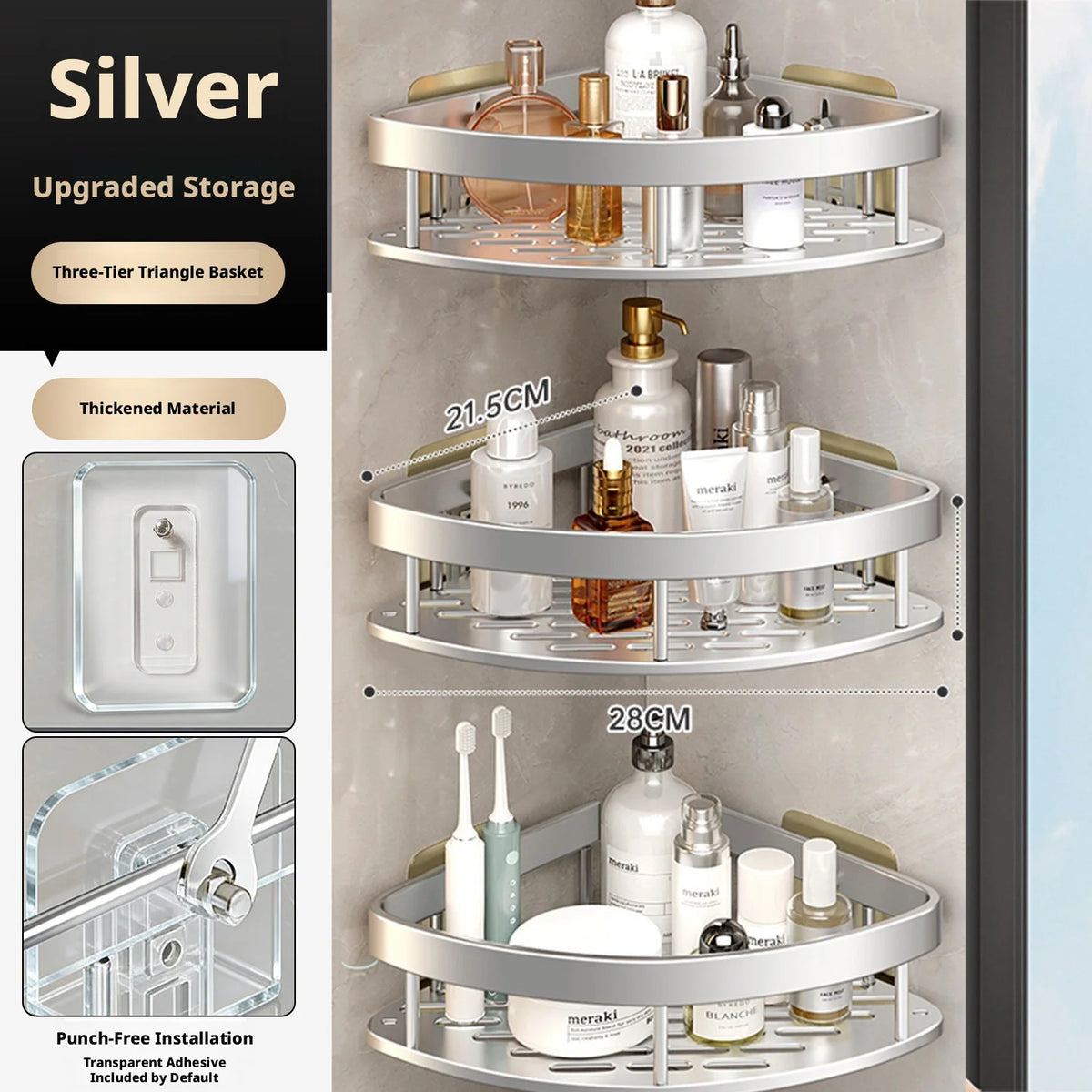 Anti Rust Metal Steel Shower Rack Large Capacity Bathroom Organizing Shelves Convenient Storage Home Decoration