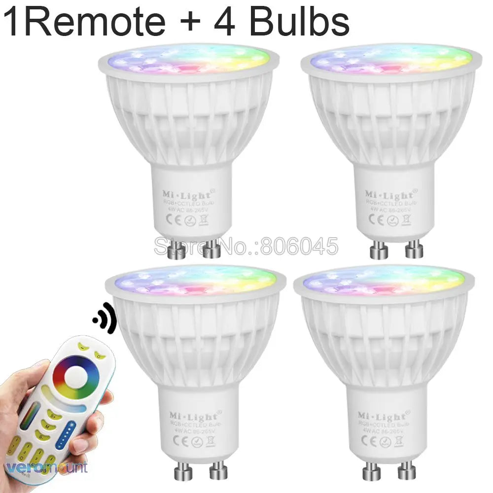 MiBoxer FUT103 4W RGB+CCT Smart LED Light Bulb GU10 AC110V 220V Support 2.4G 4Zone Remote / Smartphone APP WiFi /  Voice Control