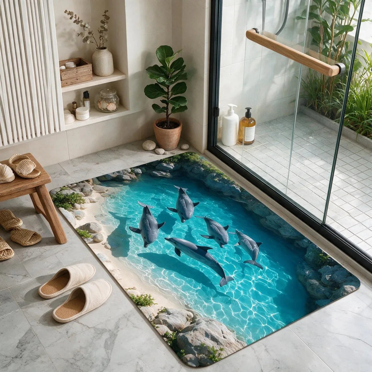 Absorbent Bathroom Floor Mat, Diatom Mud Material with Non-Slip Rubber Bottom for Bathroom, Toilet, Kitchen and Doorway