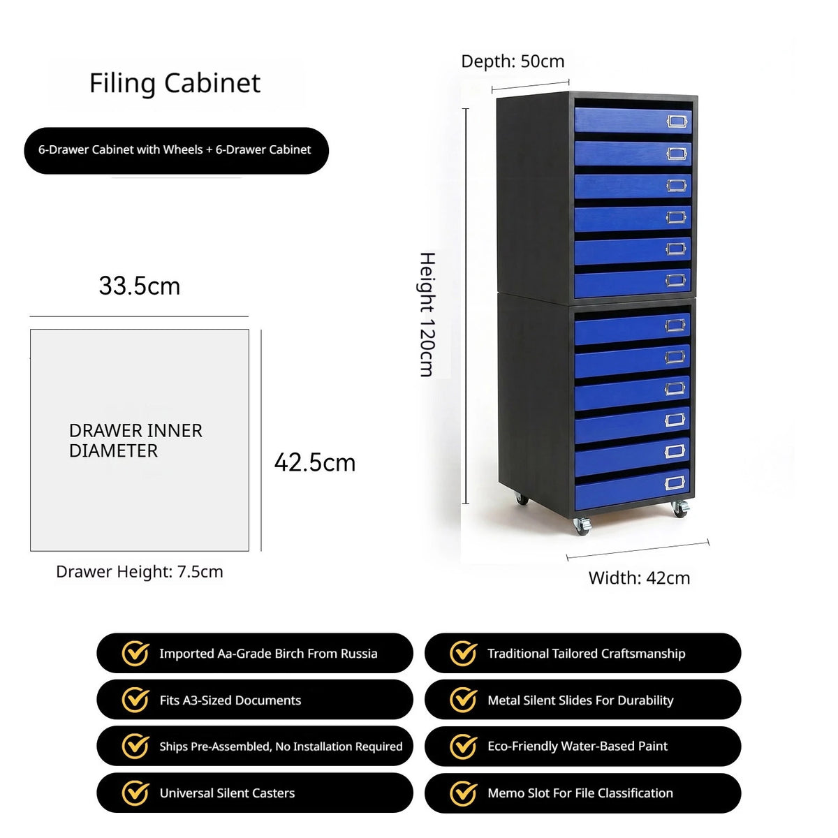 Modern Solid Wood Filing Drawer Cabinets Nordic Creative Desk Mobile Document Drawing Cabinet Home Furniture  أثاث مكتبات FYFC