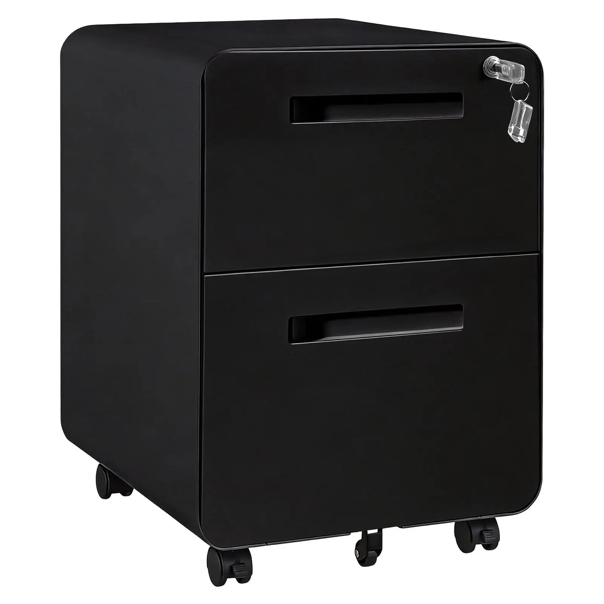 2 Drawer Mobile File Cabinet With Lock, Rolling Metal Under Desk Filing Cabinet For Letter Legal A4, Fully Assembled