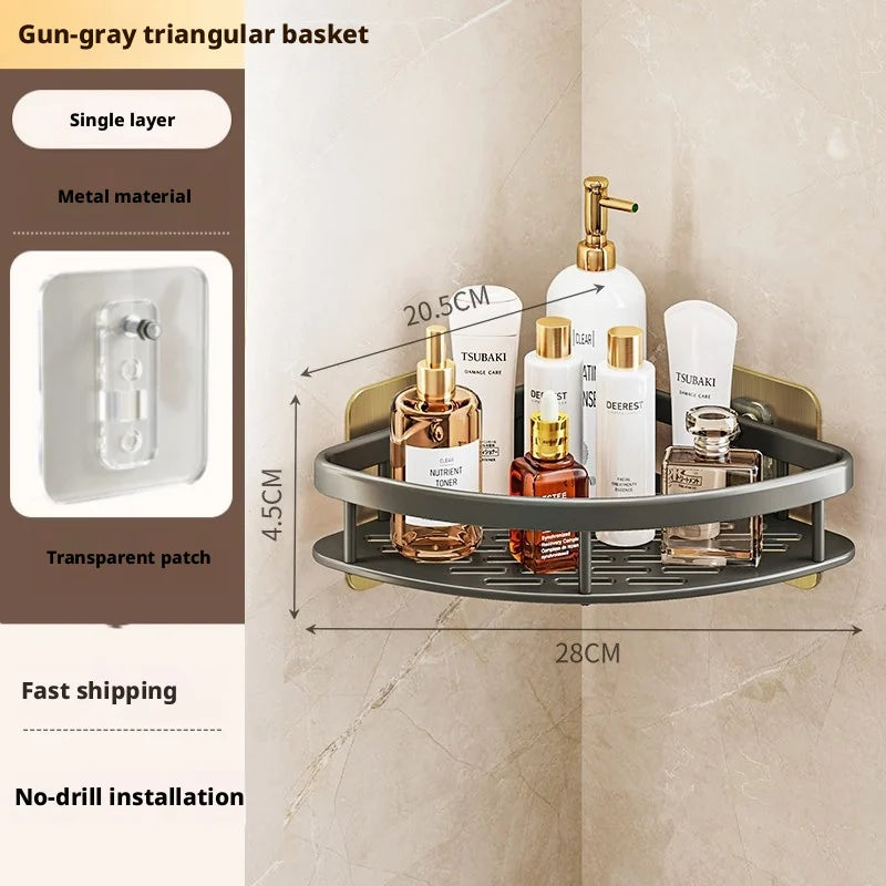 Anti Rust Metal Steel Shower Rack Large Capacity Bathroom Organizing Shelves Convenient Storage Home Decoration