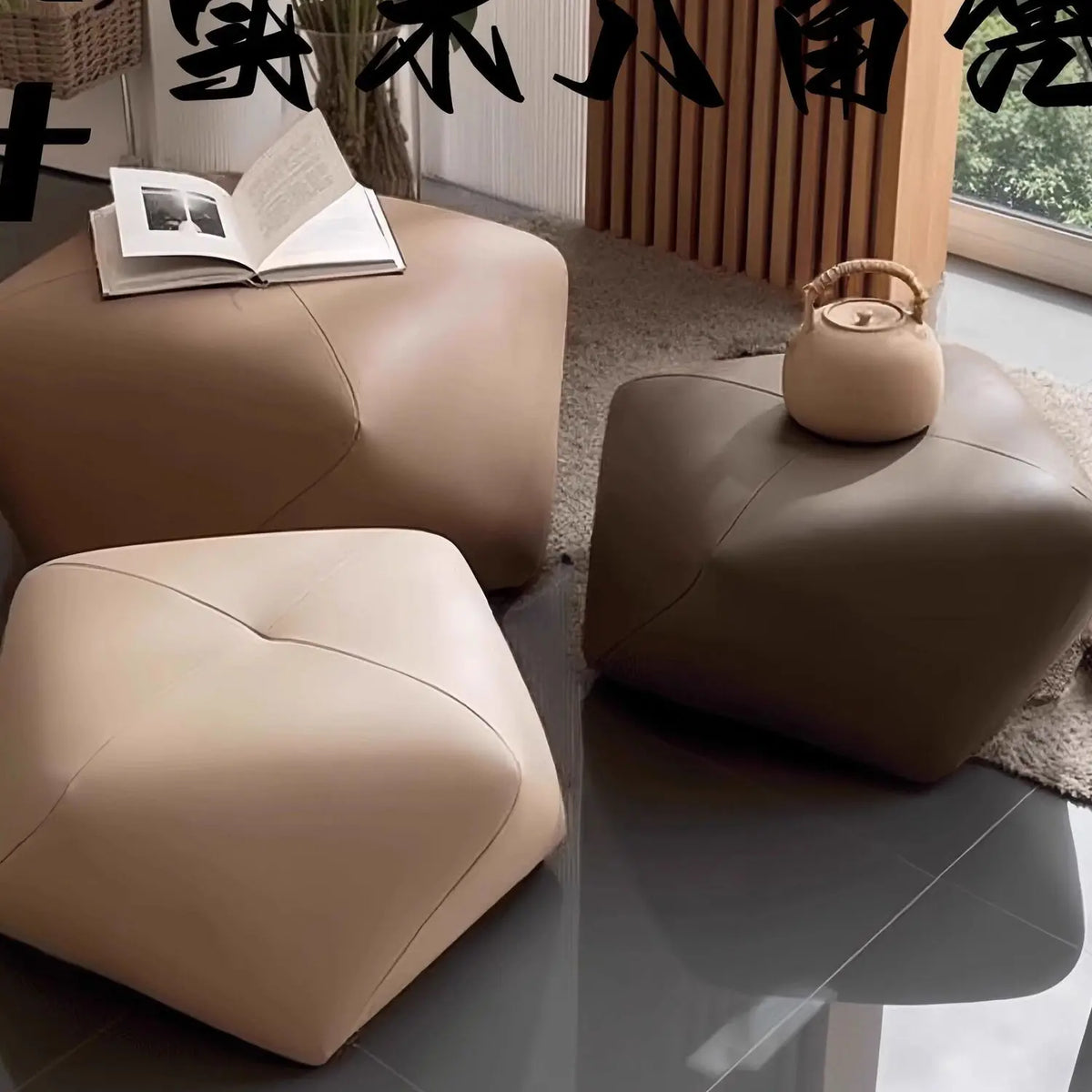 Solid Wood Stool Octagonal Coffee Table Household Living Room Footrest Sofa Bedroom Sitting Cushion Dressing Room Changing Shoes