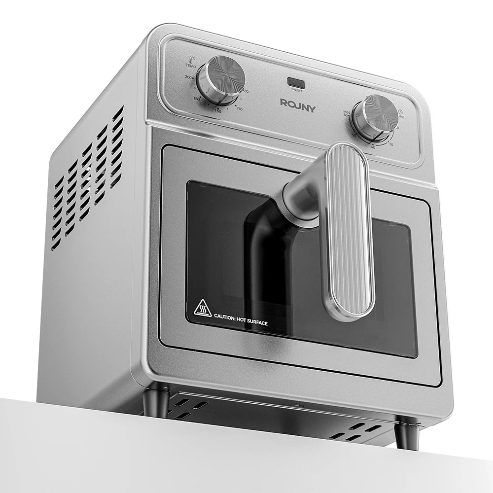 ROUNY 6.5L Air Fryer Oven with View Window, 304 Stainless Steel Basket, All-Metal Body and No-Turn Cooking