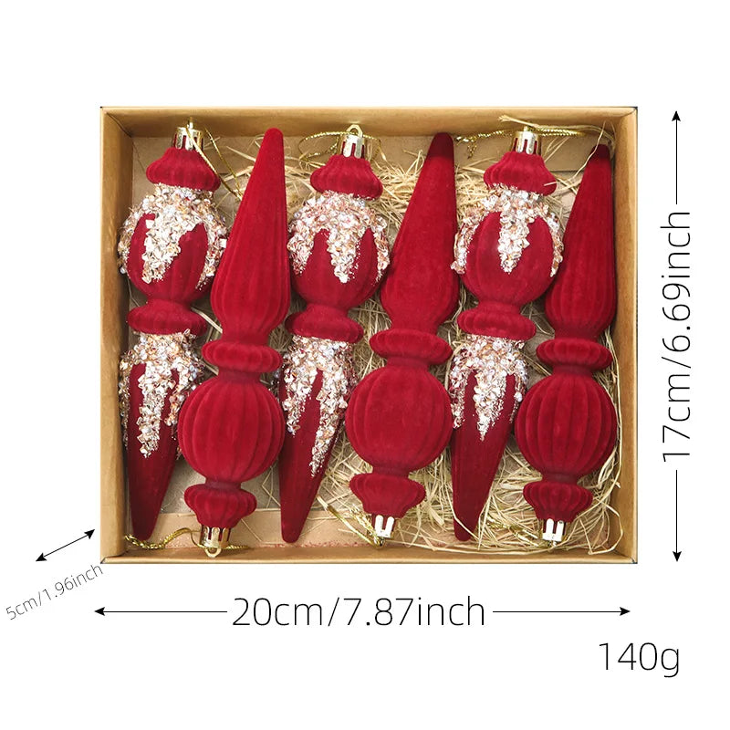 2026 New Christmas Pendant Red Velvet Christmas Ball Hanging for Indoor Outdoor Decor Navidad New Year Party Decoration Props