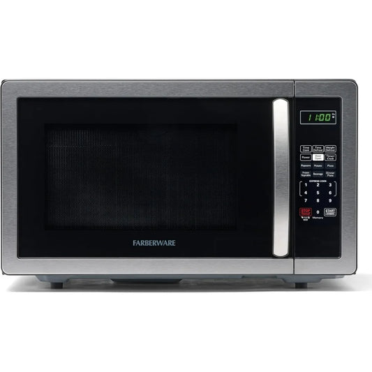 Farberware 1.1 Cu. Ft. Countertop Microwave Oven 1000 Watts Power, Auto Cook Settings Defrost Easy Clean and Child Safety Lock