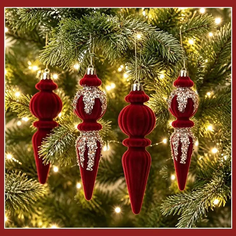 2026 New Christmas Pendant Red Velvet Christmas Ball Hanging for Indoor Outdoor Decor Navidad New Year Party Decoration Props