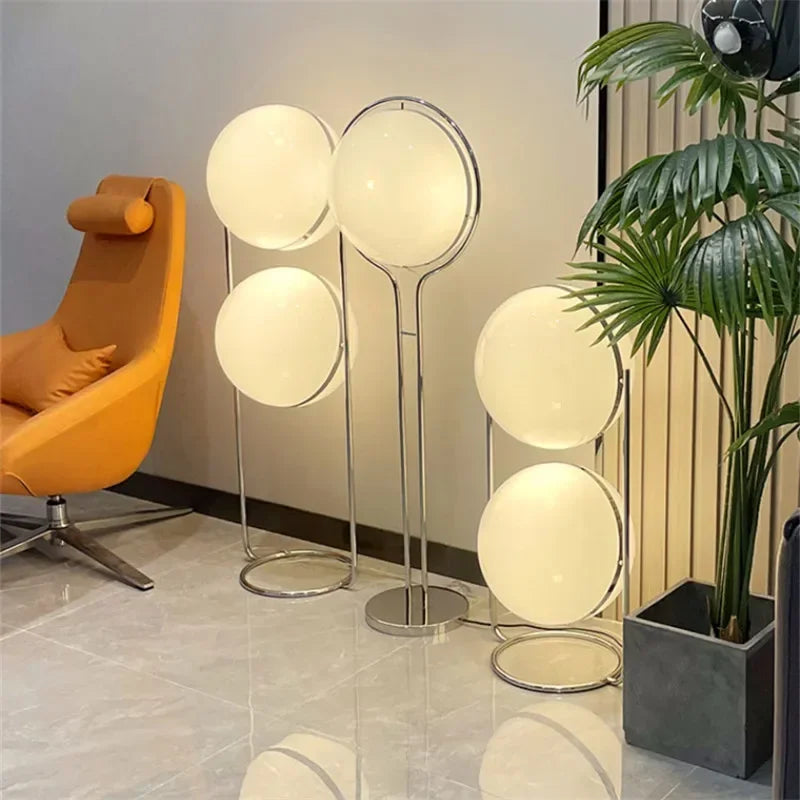 Garrault  Delord Floor Lamp Chrome Metal White Acrylic Ball Floor Light Living Room Hotel Room Sofa  Decoration Lamp