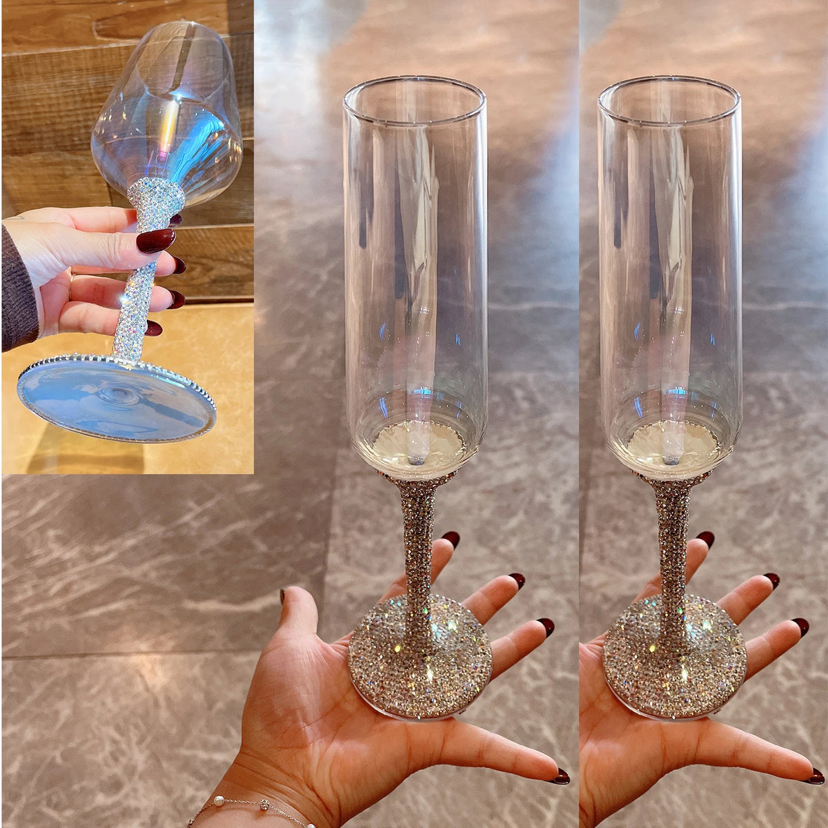 Creative Glass Diamond Goblet Simple Luxury Colorful Champagne Glass Drinkware Whiskey Cocktail Drinking Glasses Decoration Cups