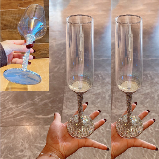 Creative Glass Diamond Goblet Simple Luxury Colorful Champagne Glass Drinkware Whiskey Cocktail Drinking Glasses Decoration Cups