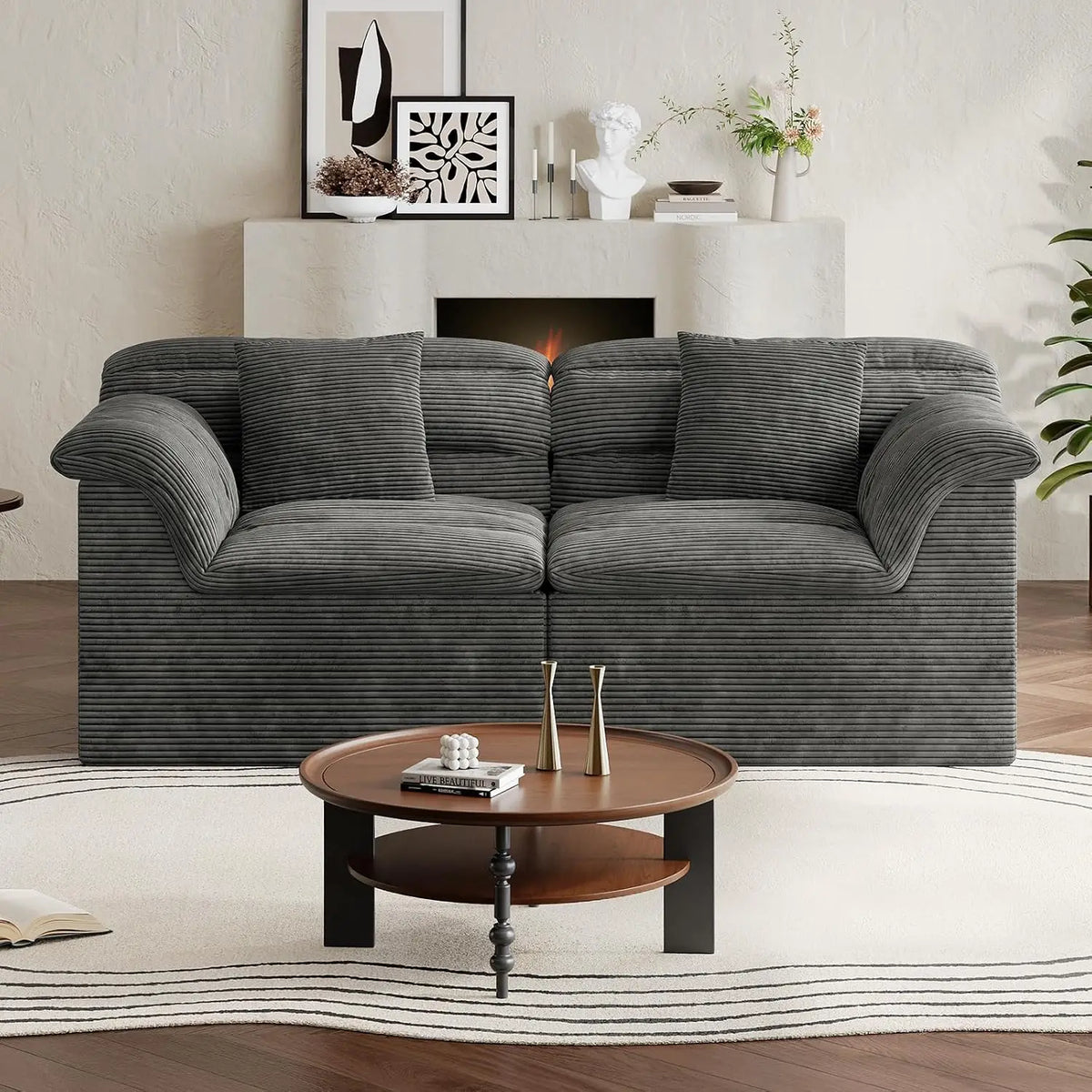 81" Sofa with Deep Seats Oversize, 2 Seater Cloud Couches, Upholstered Corduroy Loveseat for Living Room Bedroom,, Customized