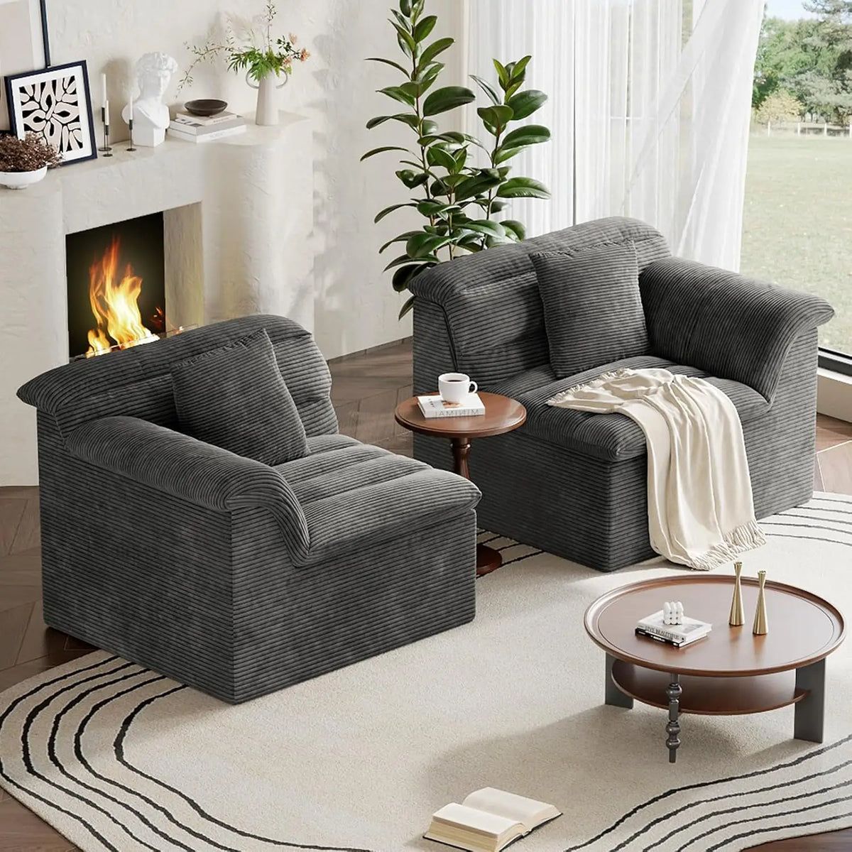 81" Sofa with Deep Seats Oversize, 2 Seater Cloud Couches, Upholstered Corduroy Loveseat for Living Room Bedroom,, Customized