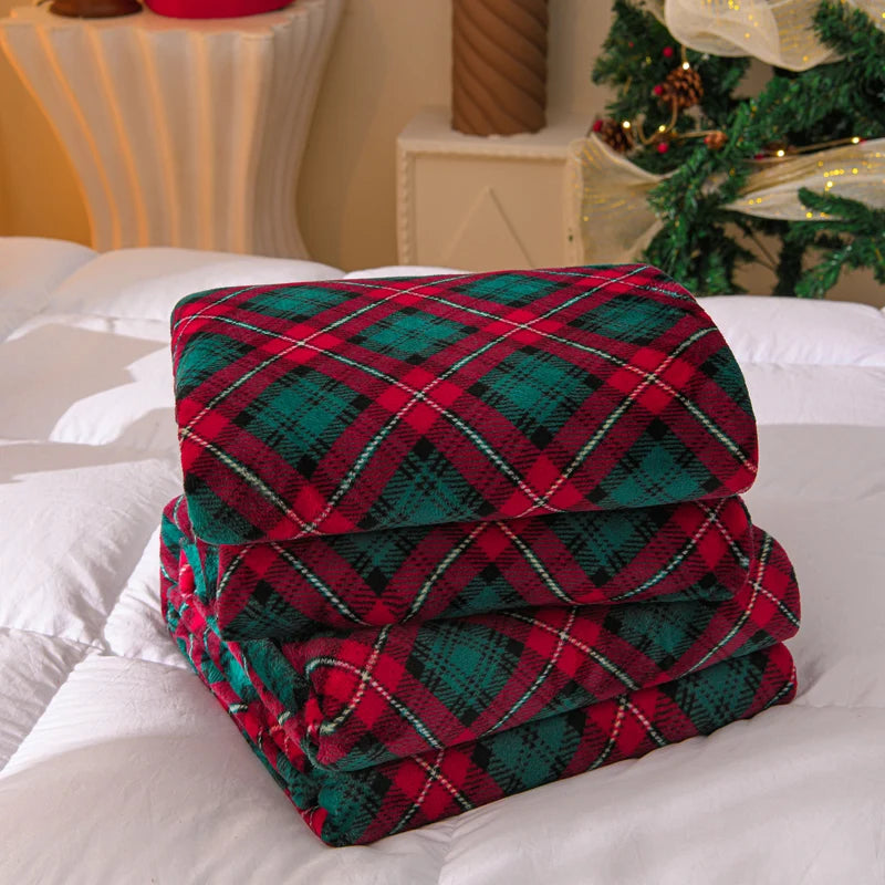 Hot Sale Christmas Flannel Single Double Blanket Fall and Winter Warmth Sofa Blankets for Throw Cozy Warm Bed Sheet Home Decor