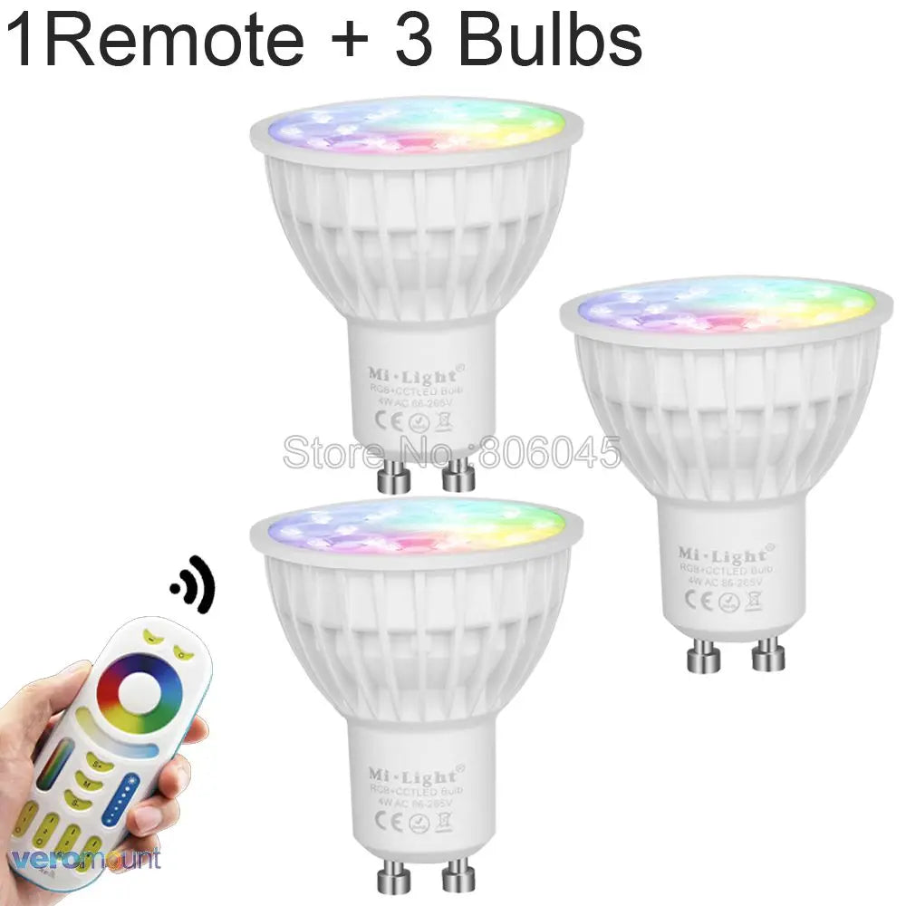 MiBoxer FUT103 4W RGB+CCT Smart LED Light Bulb GU10 AC110V 220V Support 2.4G 4Zone Remote / Smartphone APP WiFi /  Voice Control