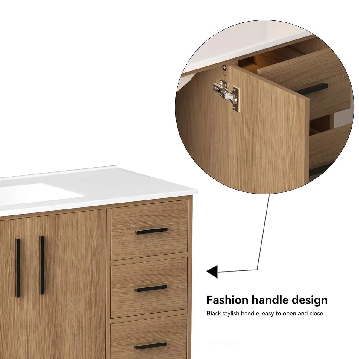 48" Bathroom Vanity with Sink,Single Sink Cabinet with 9 Drawers & 2 Soft-Close Doors, Modern Wood Storage, Customized