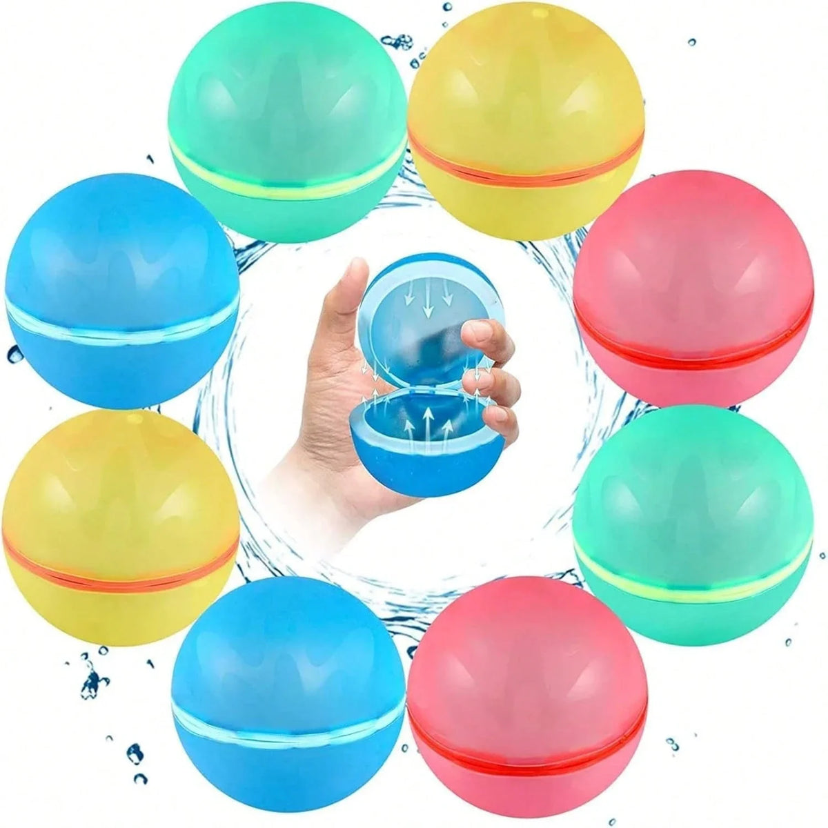 1-12 Pack Reusable Water Balls, Self-Seal Fast Inflating Silicone Water Balls, Summer Pool Beach Outdoor Activity Water Toys