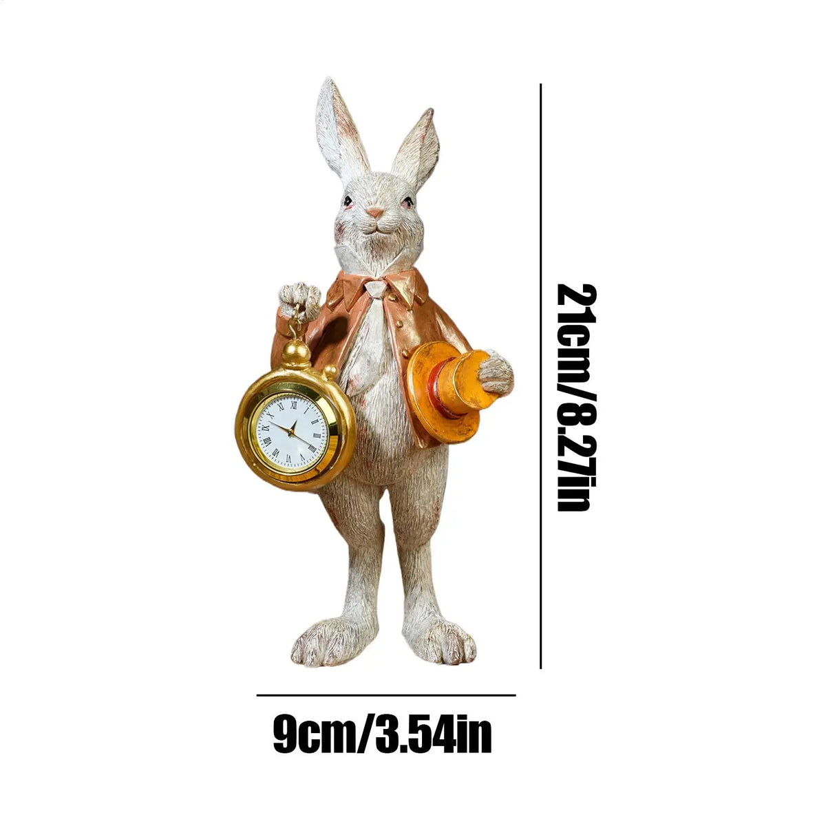 Top Hat Gentleman Rabbit Clock Ornament Cute Easter Bunny Spring Decorations Resin Bunny Figurine Pocket Watch Ornament
