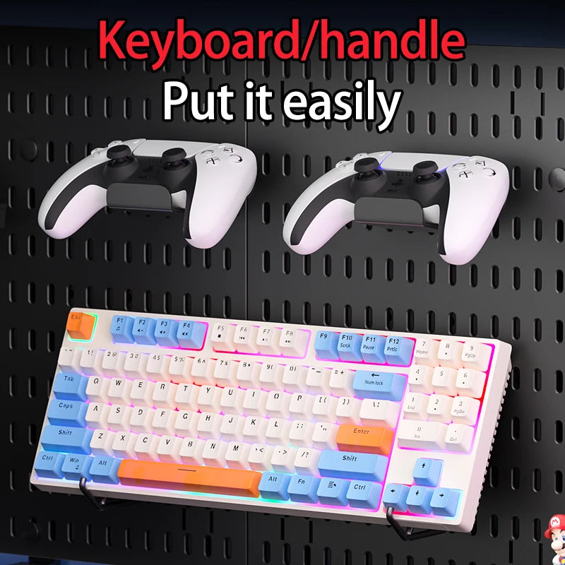 No-Drill Clamp-On Standing Pegboard Storage Organizer, Desktop Rack with DIY Accessories, Office Desk Stationery Holder