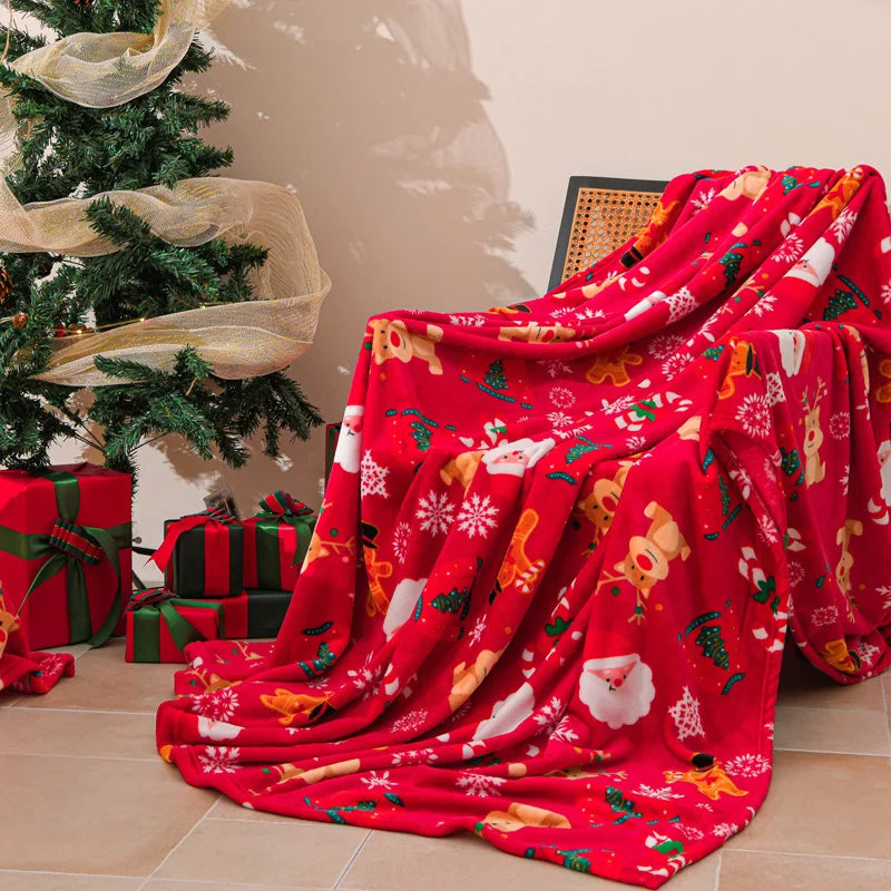Hot Sale Christmas Flannel Single Double Blanket Fall and Winter Warmth Sofa Blankets for Throw Cozy Warm Bed Sheet Home Decor
