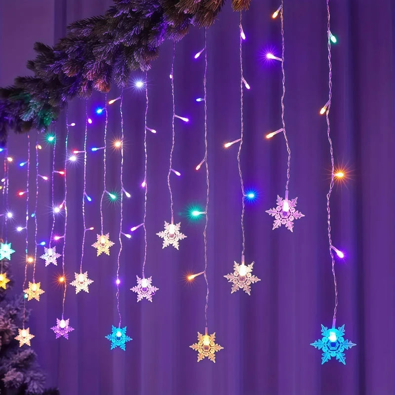 Snowflake Christmas String Lights 3.2M 8 Modes Outdoor Garden Patio Window Roof Eaves Yard Holiday Party Wedding Home Decoration
