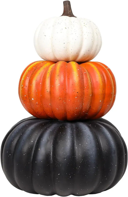 23 Inch Large Stacked Faux Pumpkins,3-Tier Fall Halloween Porch Decoration