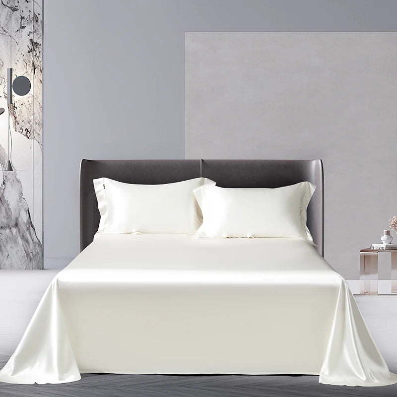 6A Double‑Cocoon 100% Mulberry Silk Flat Sheet 2026 New,Light 1.99 oz/yd² Luxury Solid California King Size