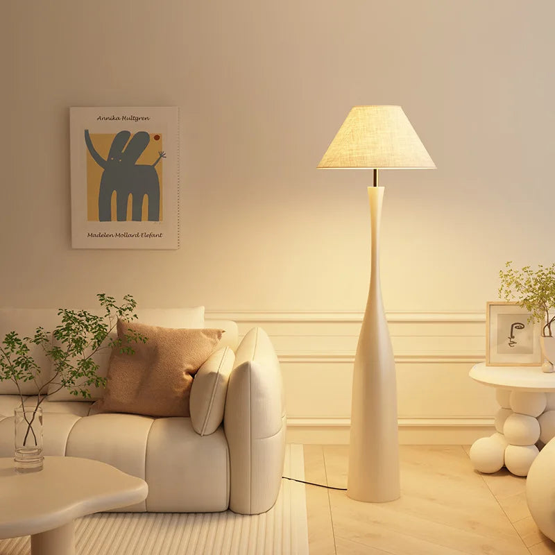 Nordic Minimalist Style Living Room Sofaside/Study Fabric LED Floor Lamp Contemporary Artistic Ornaments Interior Standing Light