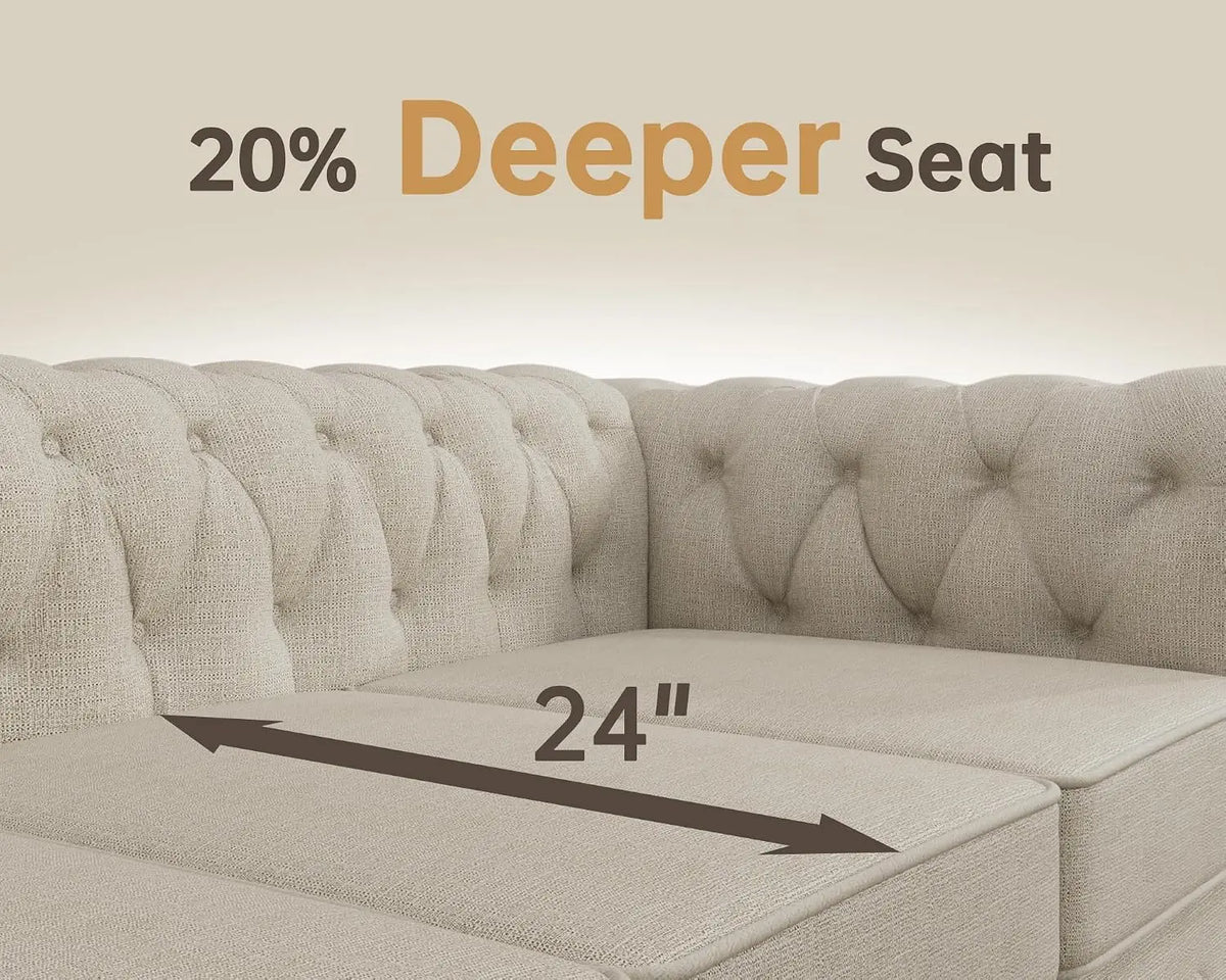 Classic Chesterfield Sofa Set 82'', Tufted Sofa for Couch Set with Solid Wood Legs Thick Cushion, Pet-Friendly Deep, Customized