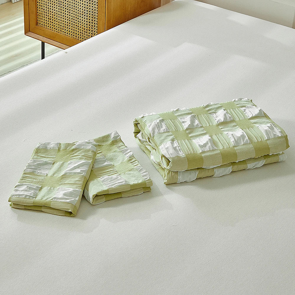Fresh Seersucker Single Double Quilt Cover Set Soft Comfortable Duvet Cover Set 240x220 Versatile Bedroom Bedding Set King Size