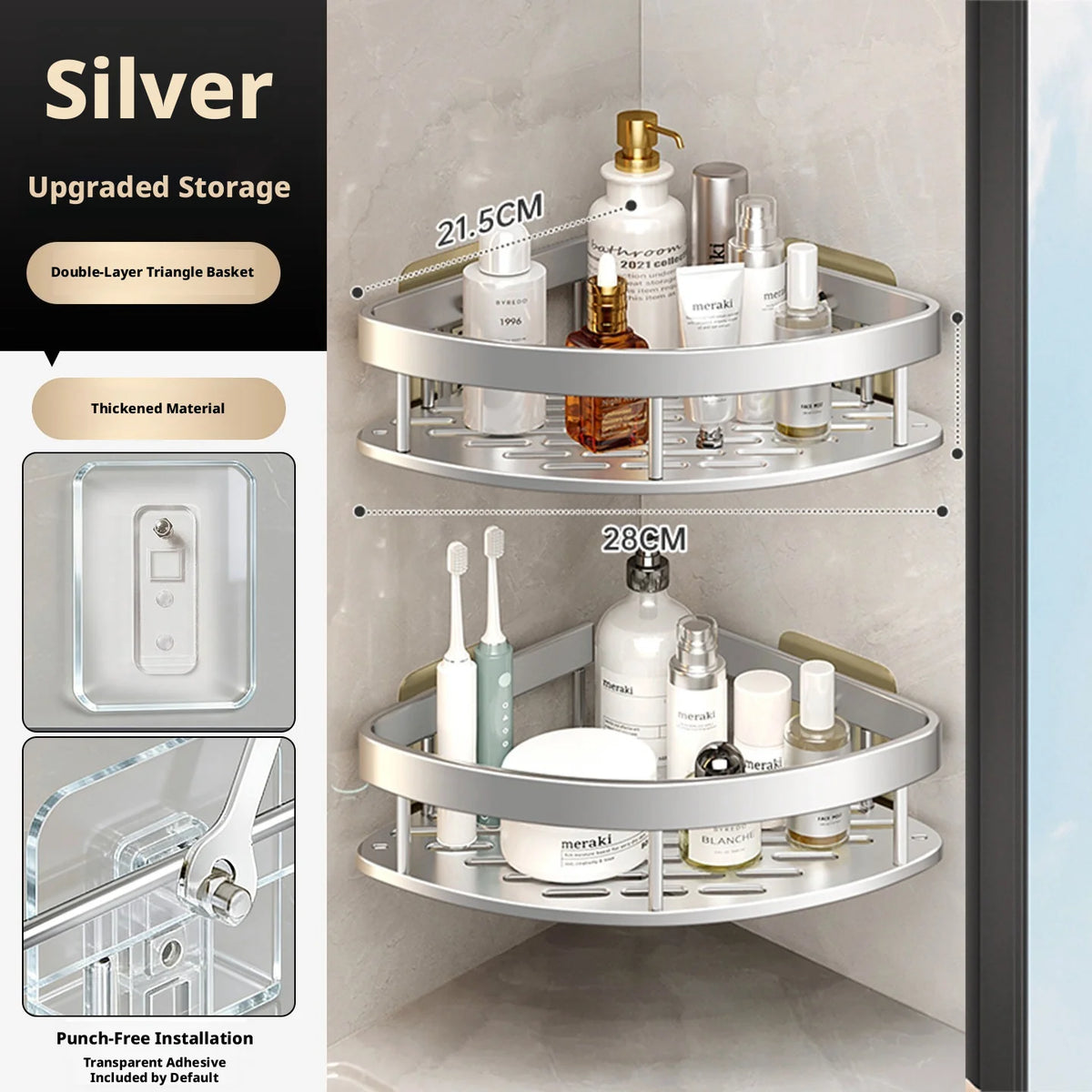 Anti Rust Metal Steel Shower Rack Large Capacity Bathroom Organizing Shelves Convenient Storage Home Decoration