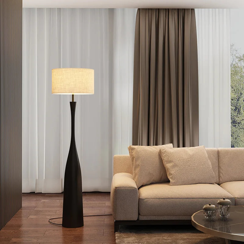 Nordic Minimalist Style Living Room Sofaside/Study Fabric LED Floor Lamp Contemporary Artistic Ornaments Interior Standing Light