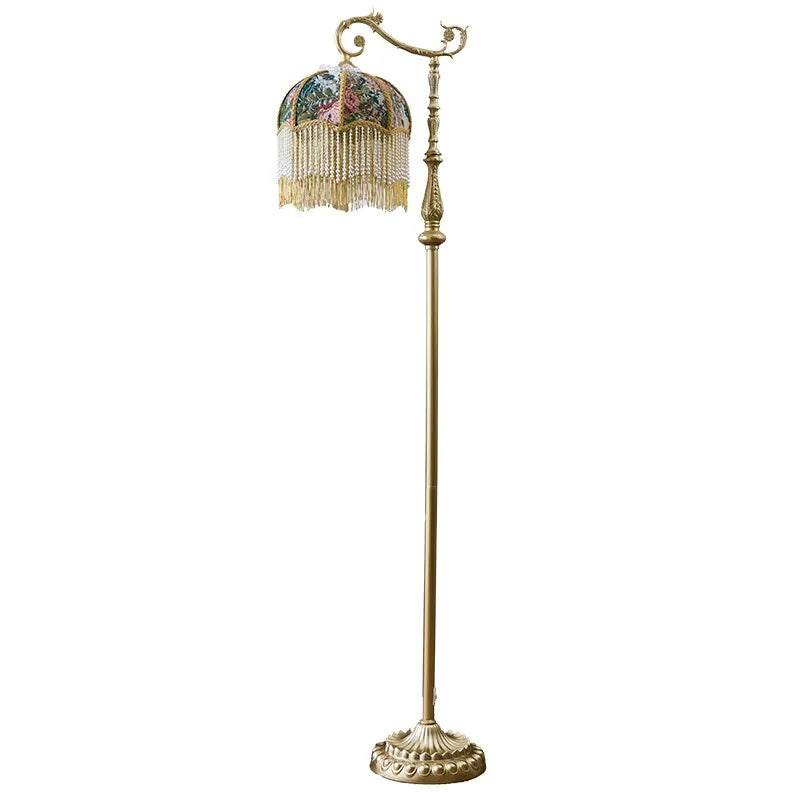 American Tassel Lampshade Floor Lamp European Luxury Design Velvet Station Lamp Livingroom Bedroom Atmosphere Art Decor Lighting