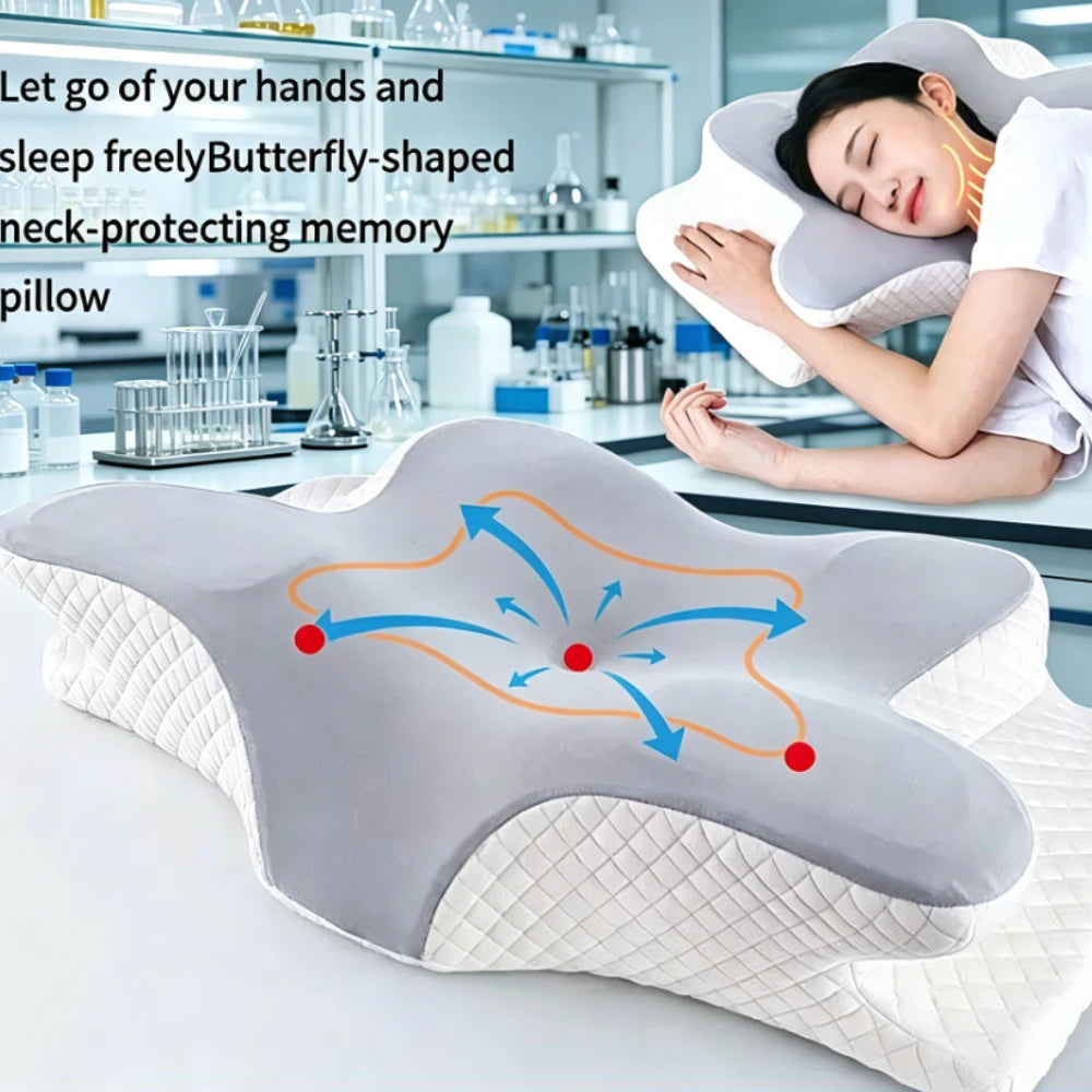 2-in-1 Ergonomic Molded Orthopedic Pillow One Unit Foam Cervical Cushion Comfortable Neck Support Pad for Sore Neck Relief Use