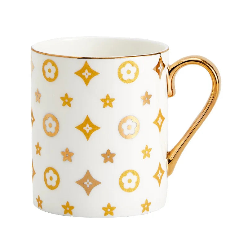 Light Luxury Hand-Painted Gold Ceramic Coffee Cup Office Mug Afternoon Tea Cups Household Drinkware